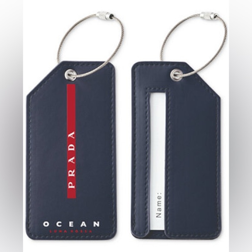 Prada Black and Red Luggage Tag